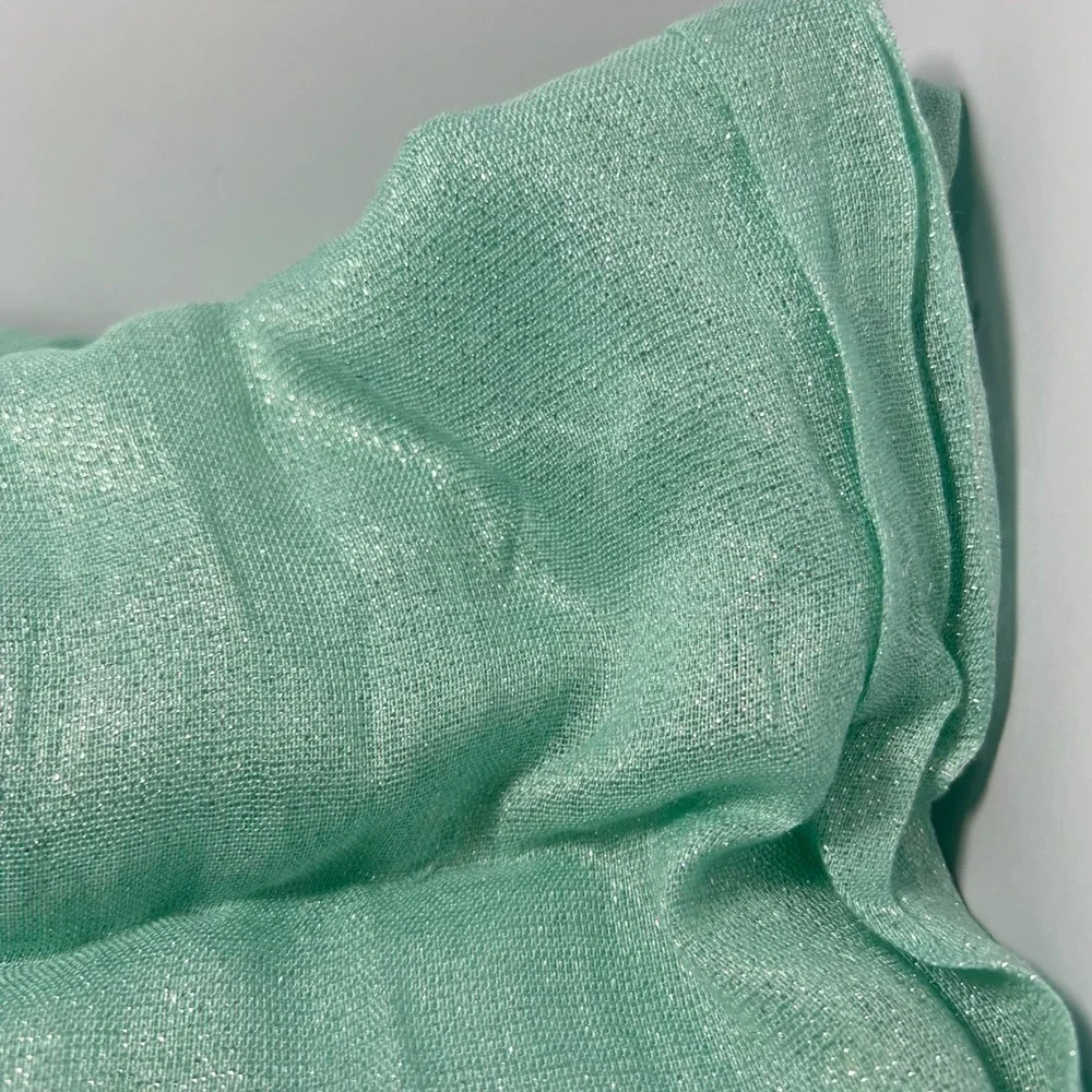 Mint Green Shimmer Wrap Scarf Women Fringed Metallic Evening Shawl 26
